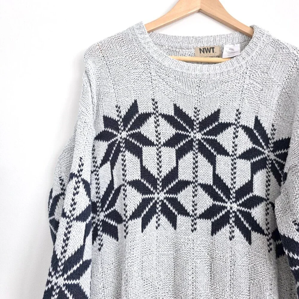 Vintage Northwest Territory Nordic Snowflake Fair Isle Grandpa Sweater Cabincore